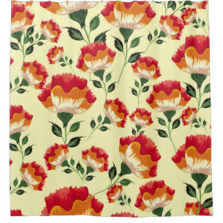 Rideaux De Douche Motif sans couture, décoration florale colorée.