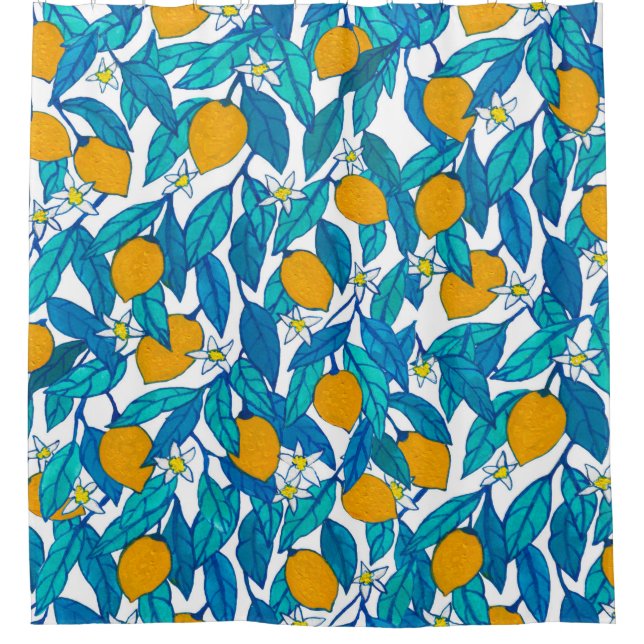 Rideaux De Douche Motif sans couture. Fleur de citron. Les fleurs so (Devant)
