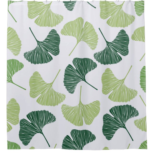 Rideaux De Douche Motif sans couture Green ginkgo biloba  (Devant)