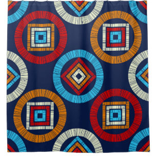 Rideaux De Douche motif sans couture pois. Mosaïque de figu ethnique