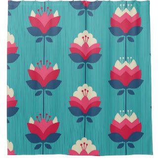 Rideaux De Douche Motif sans couture rétro à fleurs.