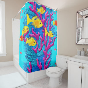 Rideaux De Douche Motif sans fil de poissons tropicaux