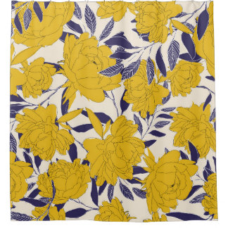 Rideaux De Douche motif sans soudure à fleurs et à feuilles