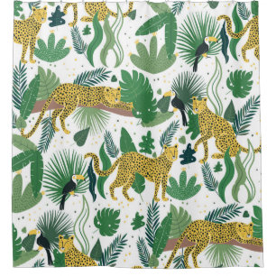 Rideaux De Douche motif sans soudure de léopards dans la jungle. Mét