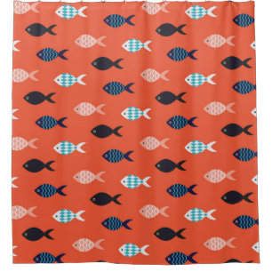 Rideaux De Douche motif sans soudure de poisson vintage. Plage de po