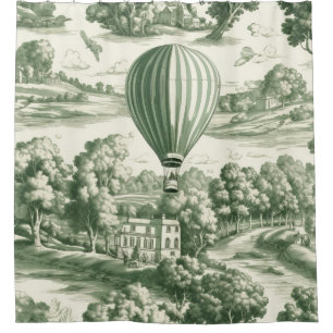 Rideaux De Douche Motif scénique vert grandmillénaire Toile de Jouy