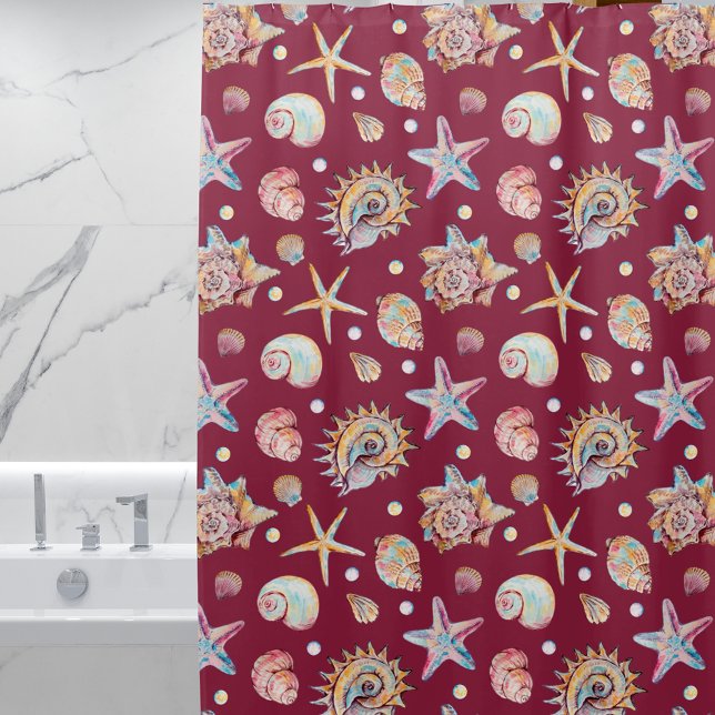 Rideaux De Douche Motif Seashell & Starfish sur Arrière - plan Maroo (Créateur téléchargé)