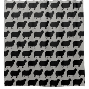 Rideaux De Douche Motif Silhouettes de mouton noir