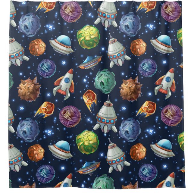 Rideaux De Douche Motif spatial (Devant)