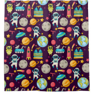 Rideaux De Douche Motif spatial adorable