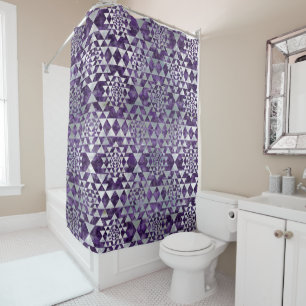 Rideaux De Douche Motif Sri Yantra/Sri Chakra - Pearl Amethyst