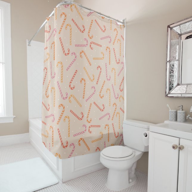Rideaux De Douche Motif sucre de canne doux (En situation)
