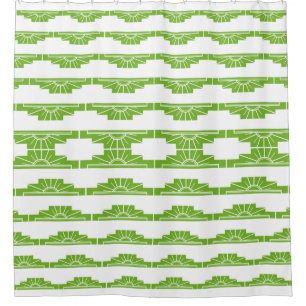 Rideaux De Douche Motif Sunburst Art Déco en blanc et chaux