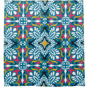 Rideaux De Douche Motif Talavera. Un patchwork indien. Azulejos port