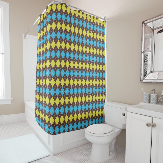Rideaux De Douche Motif Tartan Écossais des Années 70 (En situation)