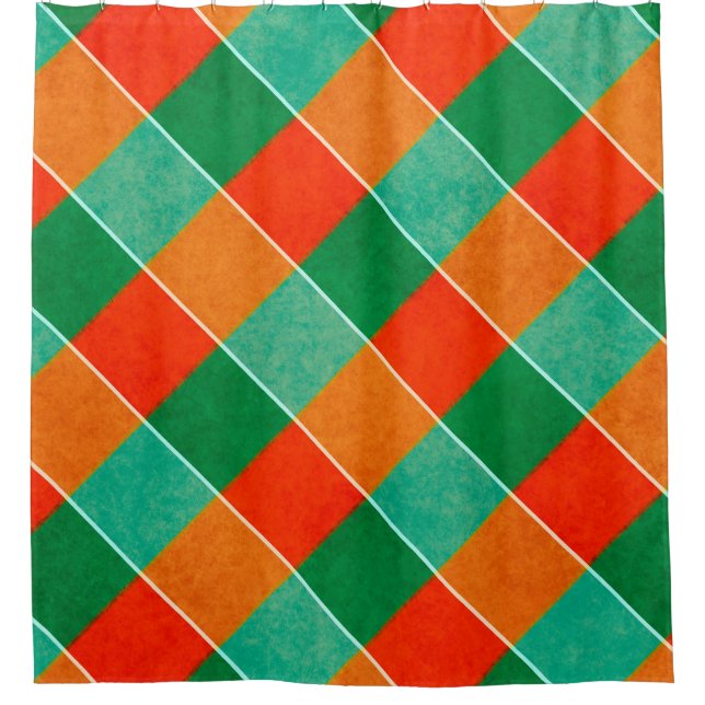 Rideaux De Douche Motif tartan rouge et vert (Devant)