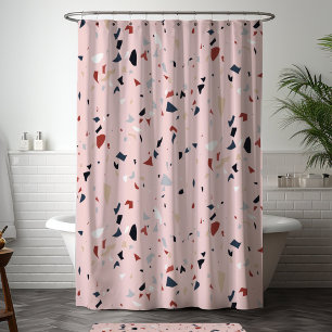 Rideaux De Douche Motif Terrazzo Abstrait Moderne du Milieu du Siècl