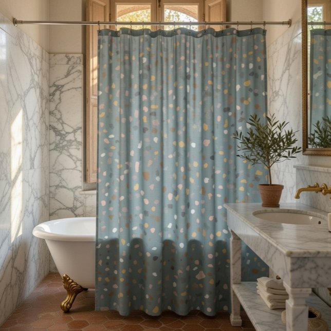 Rideaux De Douche Motif Terrazzo Moderne Douce Neutre (Créateur téléchargé)