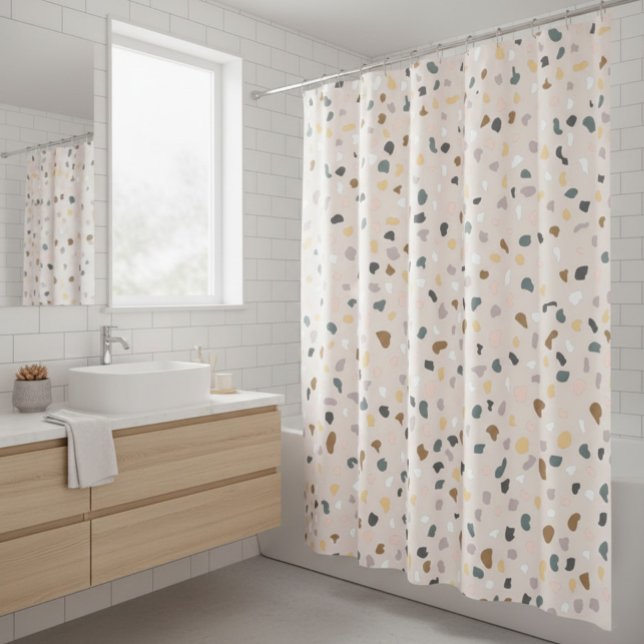 Rideaux De Douche Motif Terrazzo Moderne Douce Neutre (Créateur téléchargé)