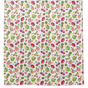 Rideaux De Douche motif tiré par la main de fruits