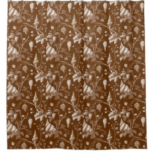 Rideaux De Douche Motif Toile Côtier Coquillages Vintage