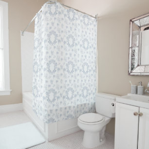 Rideaux De Douche Motif Toile de Jouy bleu blanc français