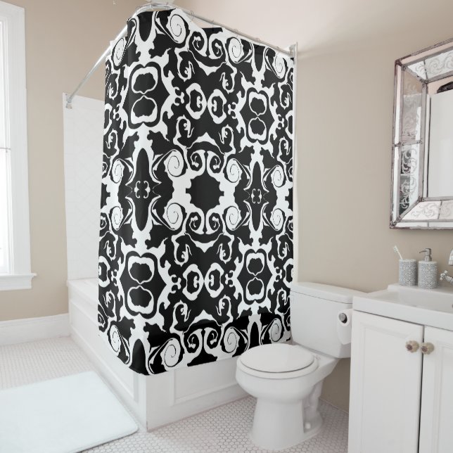 Rideaux De Douche Motif torride en noir et blanc (En situation)