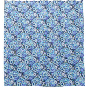 Rideaux De Douche Motif tourbillon fractal, nuances bleues