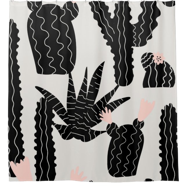 Rideaux De Douche Motif transparent avec illustration cactus (Devant)