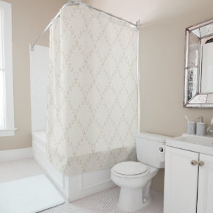 Rideaux De Douche Motif treillis floral bohème beige doux