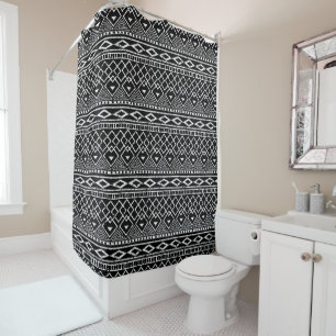 Rideaux De Douche Motif tribal africain noir blanc