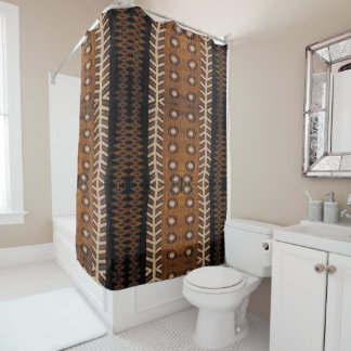 Rideaux De Douche Motif tribal africain • Noir, marron et blanc