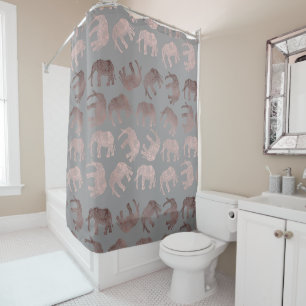 Rideaux De Douche motif tribal d'éléphant d'or rose clair élégan