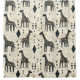 Rideaux De Douche Motif tribal girafe Boho