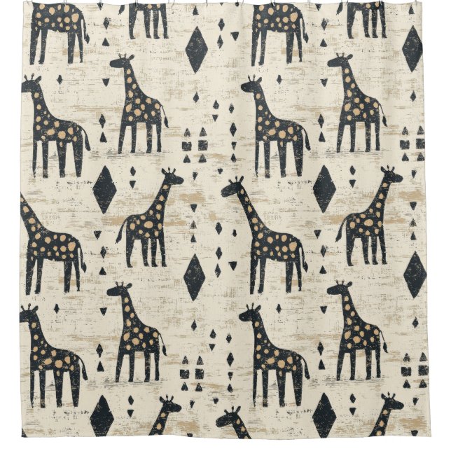Rideaux De Douche Motif tribal girafe Boho (Devant)