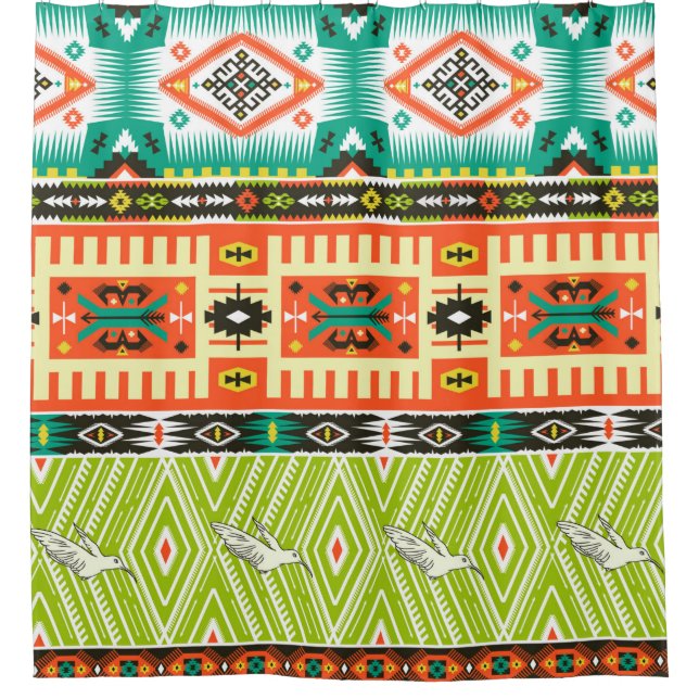 Rideaux De Douche Motif tribal transparent avec éléments géométrique (Devant)