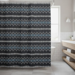 Rideaux De Douche Motif tricoté cosy noir et gris