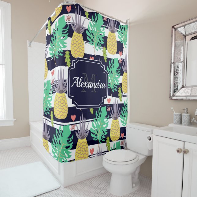 Rideaux De Douche Motif Tropical (En situation)