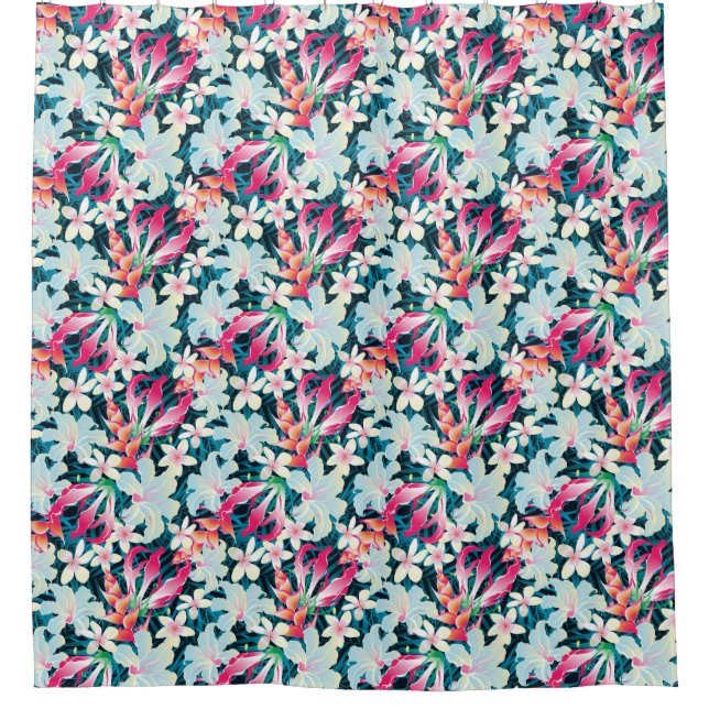 Rideaux De Douche Motif tropical coloré (Devant)