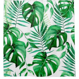 Rideaux De Douche Motif tropical feuille vert