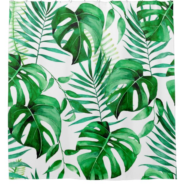 Rideaux De Douche Motif tropical feuille vert (Devant)