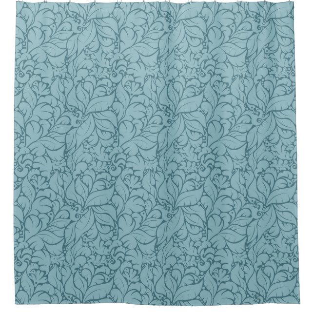 Rideaux De Douche motif turquoise muet des feuilles Abstraits (Devant)