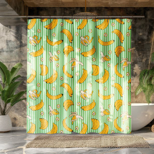 Rideaux De Douche Motif vectoriel de bande banane Vert menthe