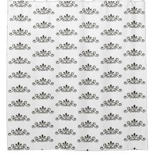 Rideaux De Douche Motif vectoriel floral gris élégant sur fond blanc