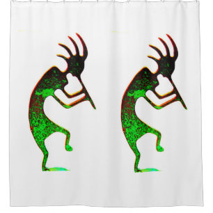 Rideaux De Douche motif vert de kokopelli