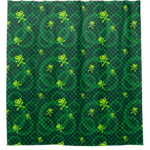Rideaux De Douche Motif vert d'Emo avec des cercles
