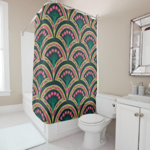Rideaux De Douche motif vert en forme de coquillage