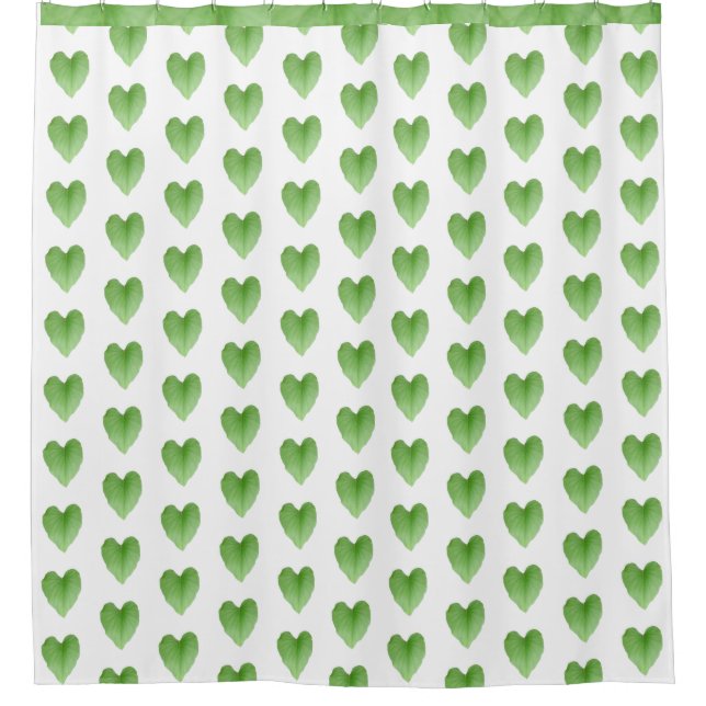 Rideaux De Douche Motif vert moderne pour feuilles de coeur (Devant)