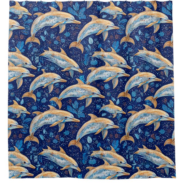 Rideaux De Douche Motif vibrant des dauphins (Devant)