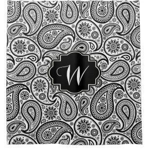 Rideaux De Douche Motif Vintage noir Paisley